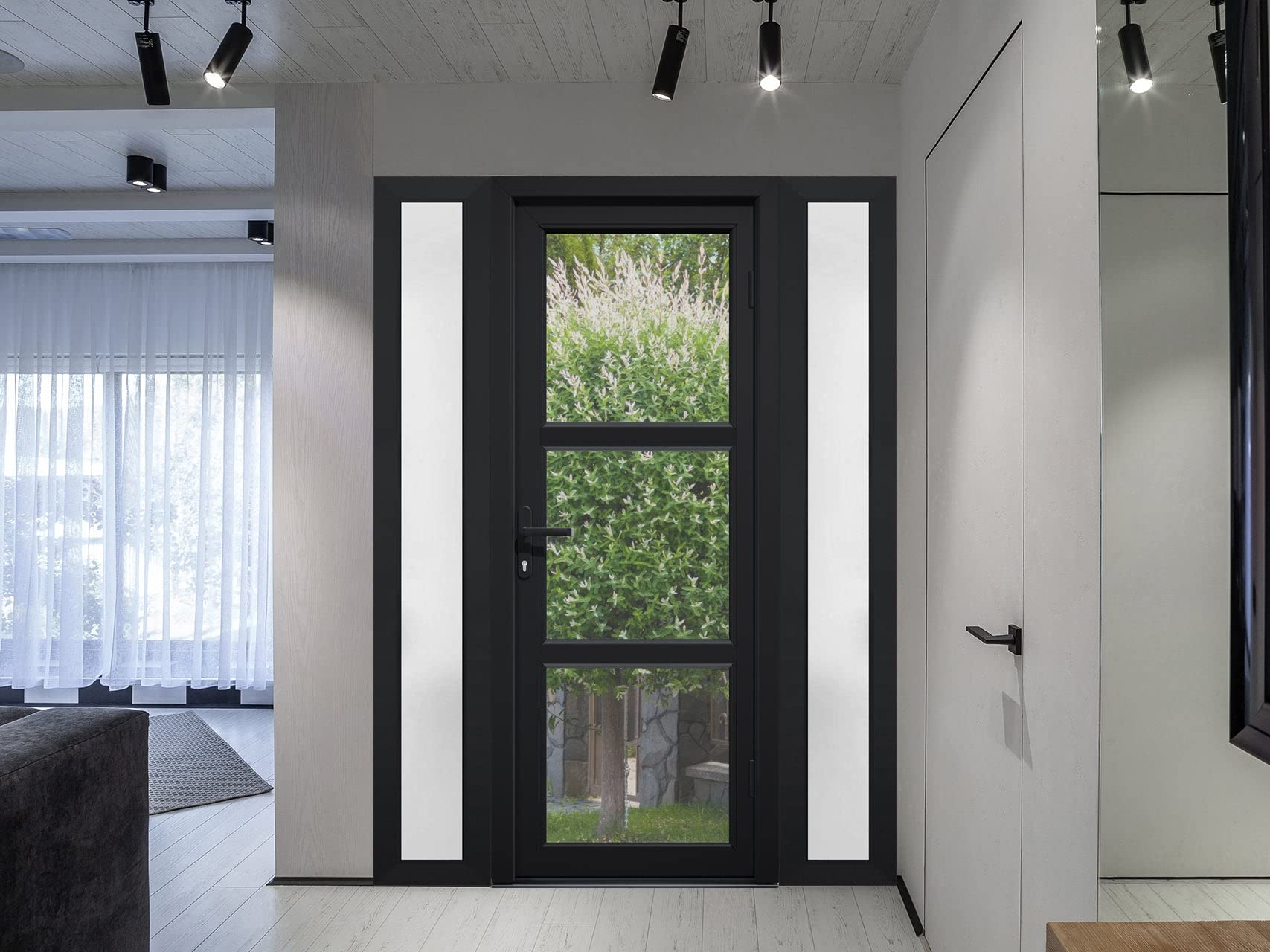 VDOMDOORS Front Exterior Prehung Fiberglass Door Clear Glass/Manux